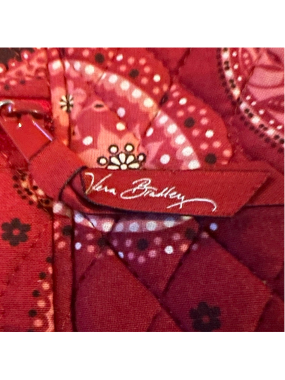 Women's Vera Bradley Red Paisley Quilted Tote Bag Summer - Picture 3 of 9